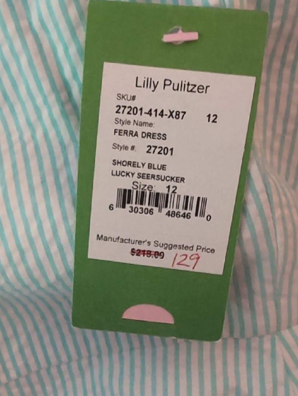 Lilly Pulitzer Light Blue Striped Strapless Seersucker Dress - Picture 2 of 2